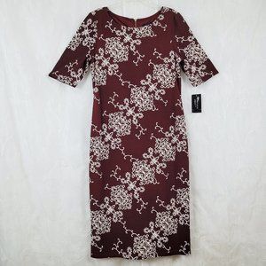 RN Studio 6 Sheath Lined Short Sleeve Wine Dress